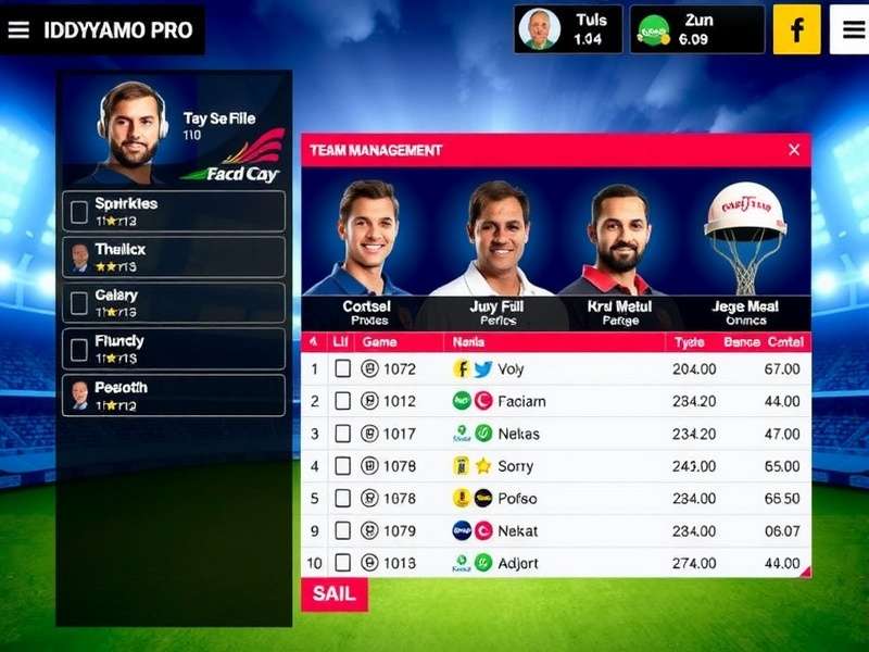Indian Cricket Dynamo Pro Team Management Interface